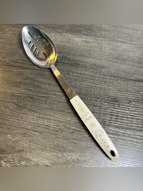 Vintage Flint Harvest Wheat Slotted Spoon Stainless Steel 12in Kitchen Tool